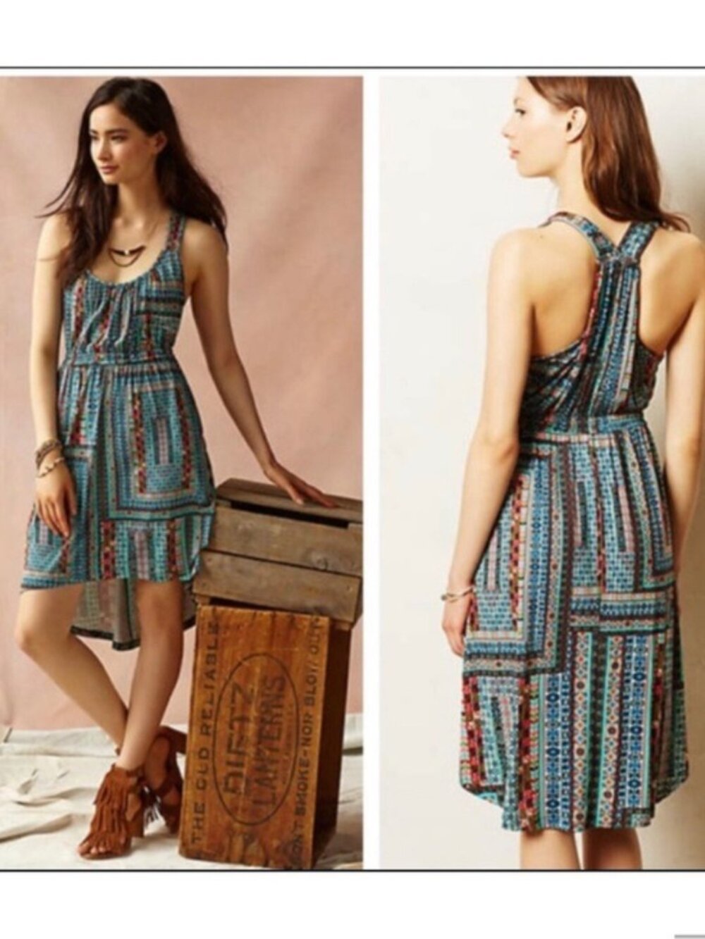 Anthropologie Weston Laguna Women's Small Green Scoop Neck High Low Knit Dress